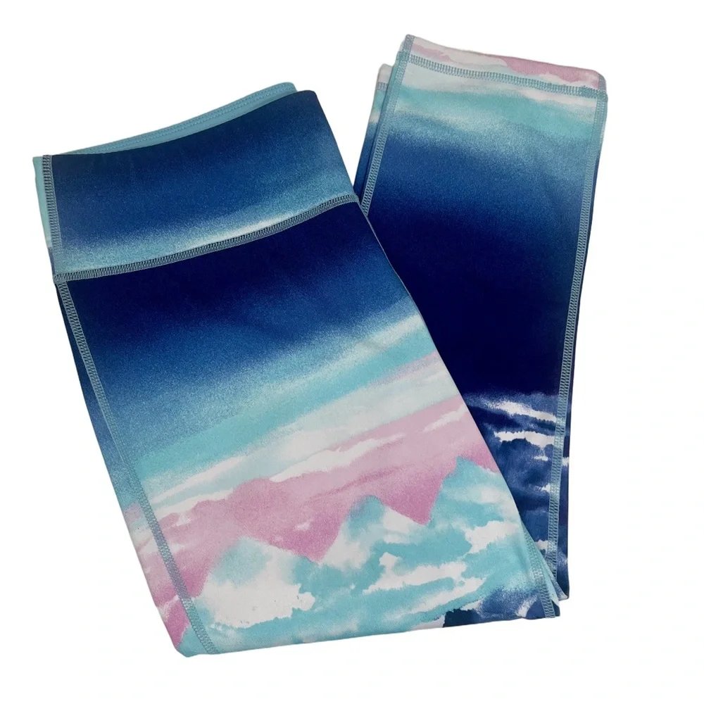Ideology • Women’s Activewear Blue and Pink Mountain Patterned Leggings M GUC - Picture 3 of 8